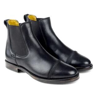 Sutro Santa Ana Leather Boot Pull On Flat Handmade Ankle Boots, Black